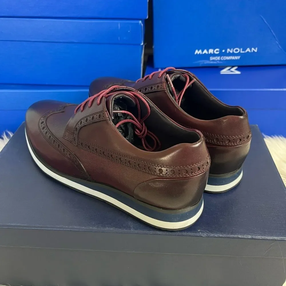 Marc Nolan Gavin Burgundy Wingtip Leather sneakers dress shoes size 7